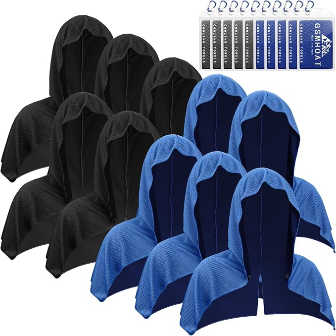 10 PCS Cooling Hoodie Towels, Head Cool Towel for Neck and Face, Sun Protection Cooling Hoodie for Sport, Workout, Gym, Outdoor Work