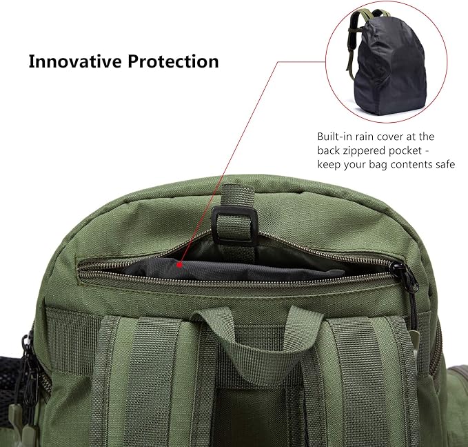 BASSDASH Fishing Tackle Backpack Water Resistant Tactical Bag Soft Tackle Box with Rod Holder and Protective Rain Cover