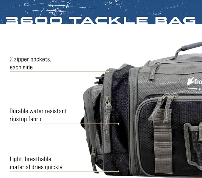 FROGG TOGGS Heavy Duty Fishing Tackle Duffle Bag, Includes Bait Trays