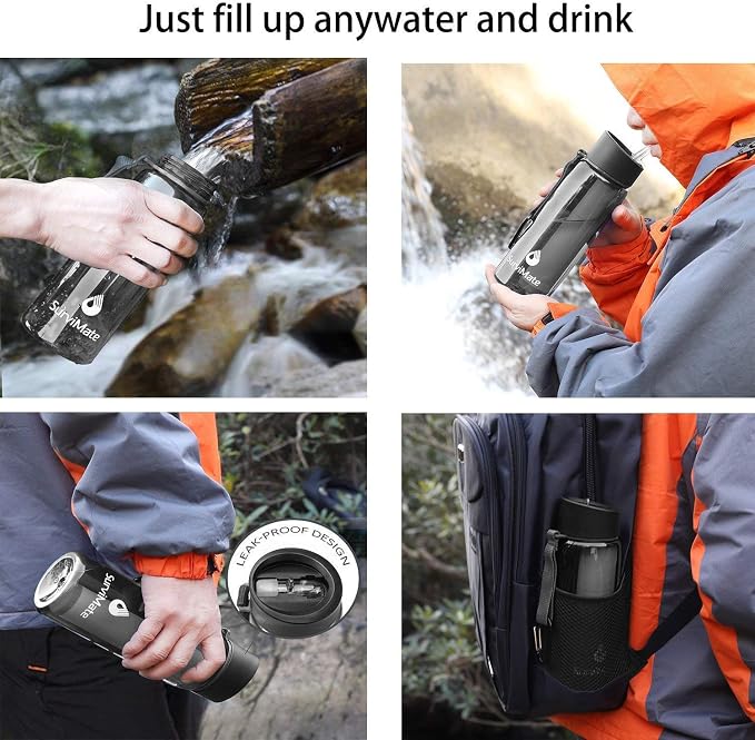 SurviMate Black and Teal Filtered Water Bottles