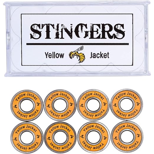 Yellow Jacket Premium Skateboard Bearings, Pro Longboard Bearings, 608, ABEC 11, Tropical Orange (Pack of 8)