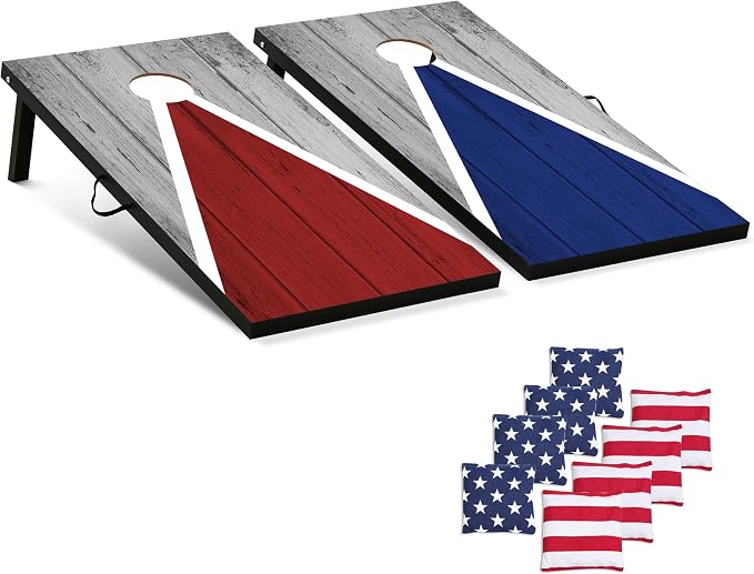 Portable Cornhole Board Set - Premium MDF Wood Corn Hole Game with 8 Regulation Bean Bags, for Backyard, Camping, and Outdoor Tailgating - Choose 3x2' Tailgate or 4x2' Regulation Size