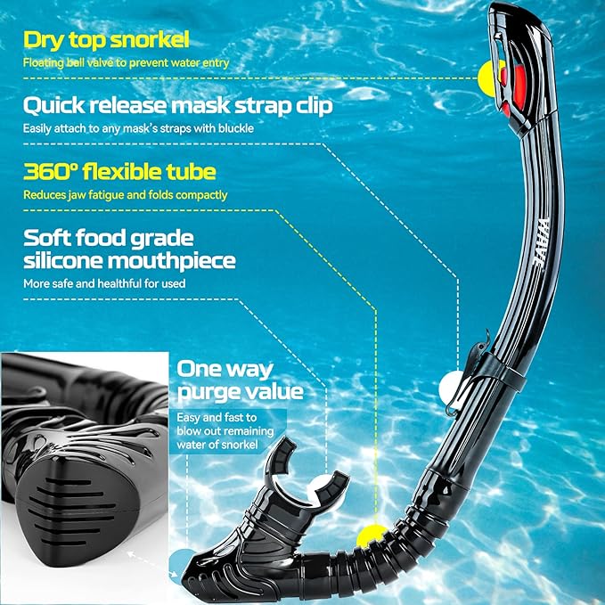 Nearsighted Snorkel Gear, Nearsighted Dry Snorkel Mask Set for Adult Youth, Nearsighted Anti Fog Diving Mask with Detachable Camera Mount & Adjustable Strap for Scuba Diving, Snorkeling, Freediving