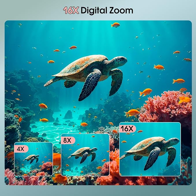 4K Underwater Camera, 64MP 16FT Waterproof Digital Camera with 16GB Card, Autofocus Floatable Waterproof Camera with IPS HD Screen, 16X Digital Zoom, Fill Light, for Snorkeling, Surfing, Swimming