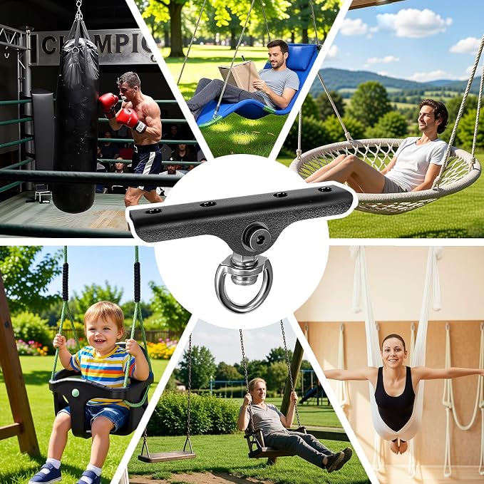 Heavy Punching Bag Hanger | Wall/Ceiling Mount Hook with 180° / 360° Rotation | Wood Beam Holder for Boxing, Weight Training, Aerial Yoga Swing & Hammock