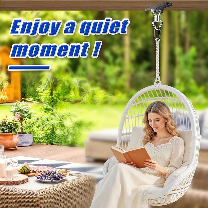 Dolibest Heavy Duty Swing Hanger with Bearing, Ceiling Mount Swing Hook,One-Piece Design Base, Swing Set Hardware for Punching Bag, Boxing, Hammock Chair, Yoga Swing, Porch Swing (360° +180° Rotation)