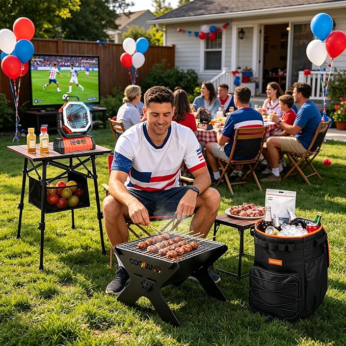 Odoland Portable Camping Table, 18.3"L x 16.5"W Folding Table with Adjustable Height 16.5" - 23.6", Large Beach Table with Storage Bag for Outdoor Camp, Cooking, Picnic, Travelling, Backyards, Fishing