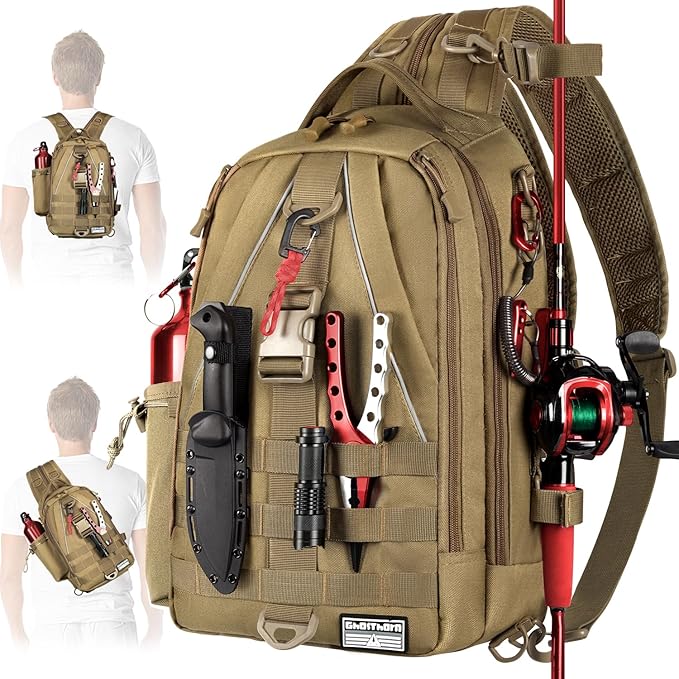Ghosthorn Fishing Backpack Waterproof Tackle Bag Sling Bag Gift