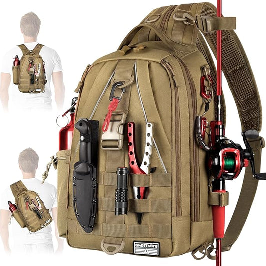 Ghosthorn Fishing Backpack Waterproof Tackle Bag Sling Bag Gift