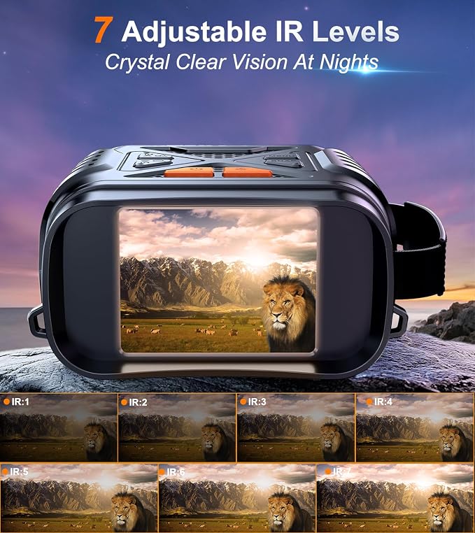 Night Vision Goggles, Hunting Binoculars for Adults, Rechargeable Thermal Binoculars with 10X Digital Zoom,7 IR Levels,32GB TF Card and HD Screen,Capable of Saving Photos Videos for Camping & Security