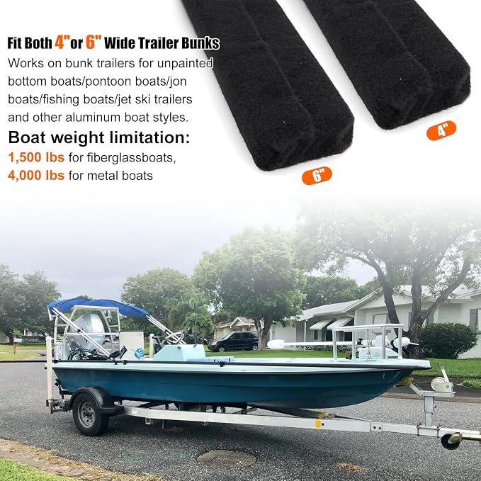 10PCS Boat Trailer Bunk Slides Kit - 8 Bunk Pads & 2 Enders, Fits 3 Inch x 10 Inch Boat Trailer Bunk Slides for Easy Boat Loading & Unloading