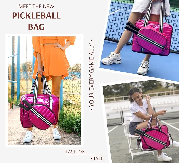 Pickleball Bag Set with Racket Compartment, Quilted Tote and Sling Bag