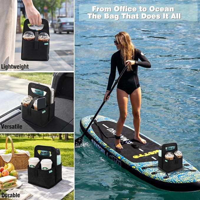 Paddle Board Cooler Paddle Board and Kayak Drink Cup Holder Reusable Insulated Coffee Cup Carrier, 2-in-1 Drink & Phone Holder Essential SUP Accessories for Paddleboarding
