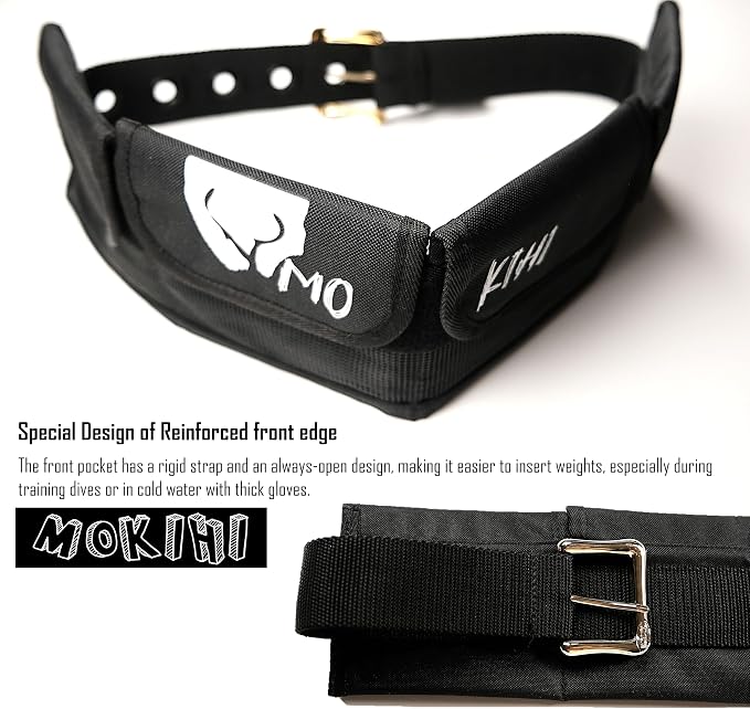Pro Scuba Diving Weight Belt with 4 Pockets, Quick Release Buckle, Adjustable Waist 115cm, Lead Protection, Heavy-Duty for Scuba, Freediving, Spearfishing