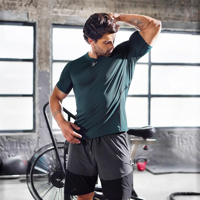 BROKIG Men Fitted Workout Gym Shirts-Lightweight Muscle T Shirts,Moisture Wicking Short Sleeve Tops for Running