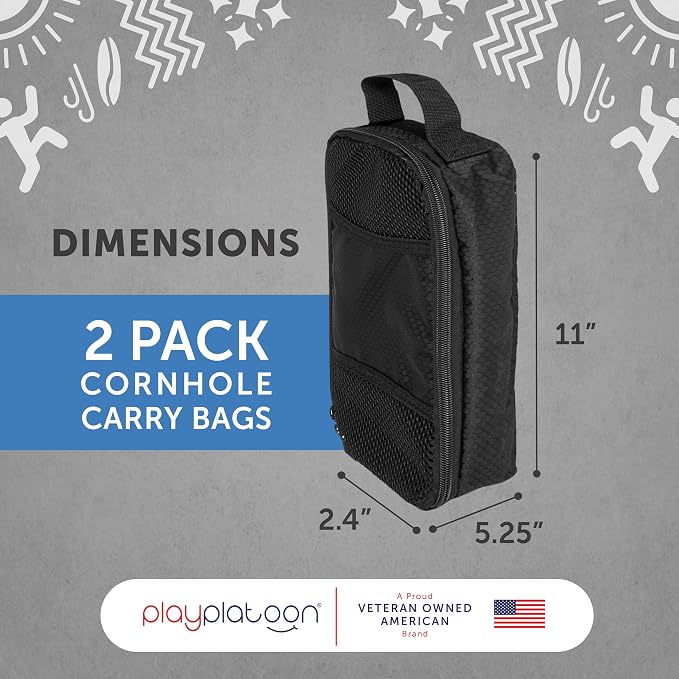 Play Platoon Cornhole Bag Carrying Bag, with 4 Separation Pouches, Black