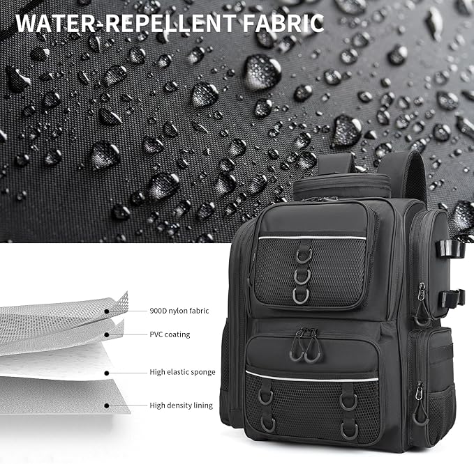 WANOON Fishing Backpack, fishing bag with Rod Holders. Large tackle Backpack Strong Materials