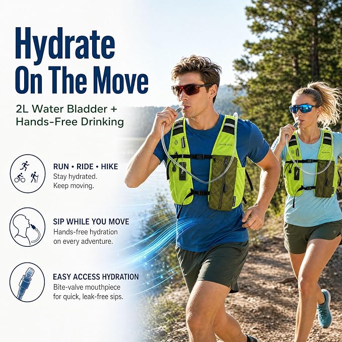 Cooling Vest for Men Women, Hydration Vest for Running Hiking | 2L Water Bladder，3 Cold Source