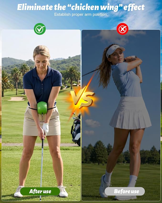 Golf Grip Trainer, Golf Training Aid Ball, Golf Swing Trainer for Arm Swing | Connected-arm feedback,compact path control,muscle memory reinforcement,separation reminder,portable warm-up design