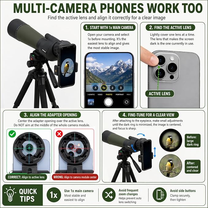 NWDEY Spotting Scope 25-75x80, BAK4 Prism FMC Optics, Waterproof Spotting Scope with Upgraded Tripod, Phone Adapter and Carrying Case for Bird Watching, Target Shooting, Wildlife Viewing