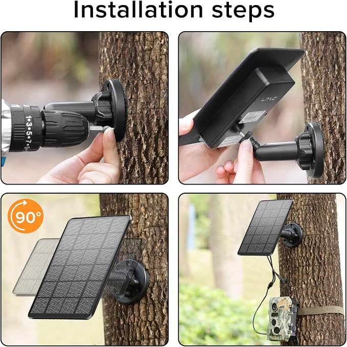 Trail Camera Solar Panel with Battery 5000mAh LIYVZ 3W Hunting Solar 2 Pack | DC 6V/12V Multi-voltage Output, 360° Adjustable, IP66, Perfect for Hunters / Wildlife Research / Remote Monitoring