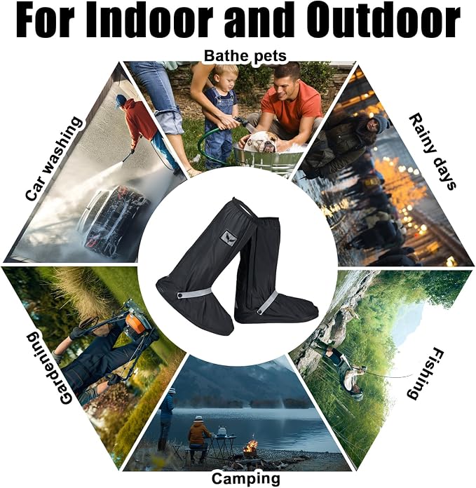 GARGOYLE BELLS Waterproof Rain Cover Boot Non-Slip Shoe Covers with Zipper and Reflector Heavy Duty Reusable Rain Boots for Men Women