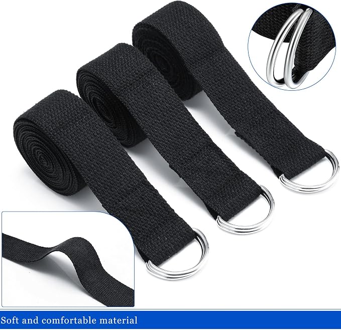Leyndo Yoga Strap Stretching Pilates Exercise Adjustable Straps 6 ft Non Elastic Yoga Belt with Adjustable D Ring Buckle for Pilates Gym Workouts Fitness