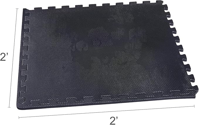 BalanceFrom Puzzle Exercise Mat 1" Thick, EVA Interlocking Foam Floor Tiles for Home Gym, Mat for Home Workout Equipment, Floor Padding for Kids, Black, 24 in x 24 in x 1 in, 72 Sq Ft - 18 Tiles