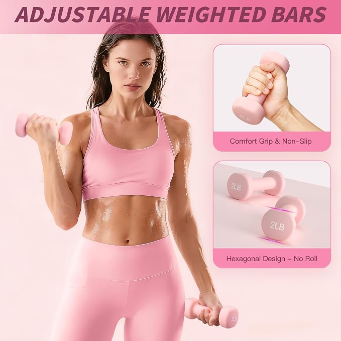 NANATI Pilates Kit, Home Pilates Workout Kit for Women, Pilates Equipment with 14.5" Pilates Ring and Ball, Resistance Bands, Dumbbells & Grip Socks for Home Workouts