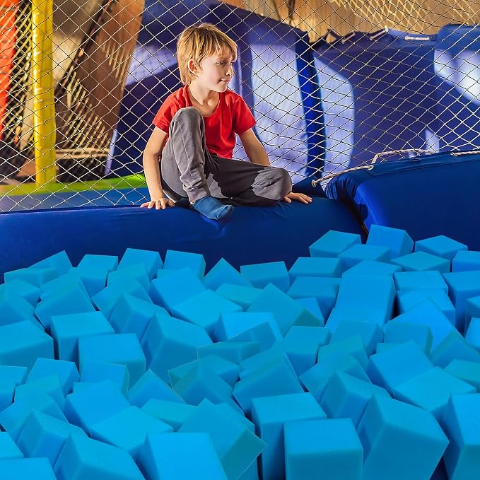Foam Pit Cubes, 24 PCS 5 Inches Gymnastics Foam Blocks Trampoline Blocks, Multi-Sport Protective Padding for Freerunning, Trampoline, Parkour, Skate Parks & BMX - Dark Blue