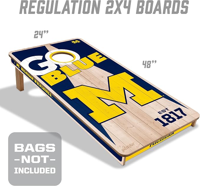 YouTheFan NCAA 2’ x 4’ Professional Wood Cornhole Game