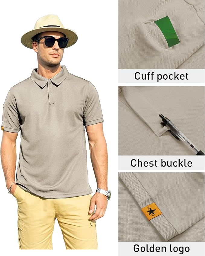 ZITY Mens Polo Shirt Short Sleeve Sports Tactical T-Shirt Athletic Golf Polos Daily Casual Stylish Collared Shirts for Men