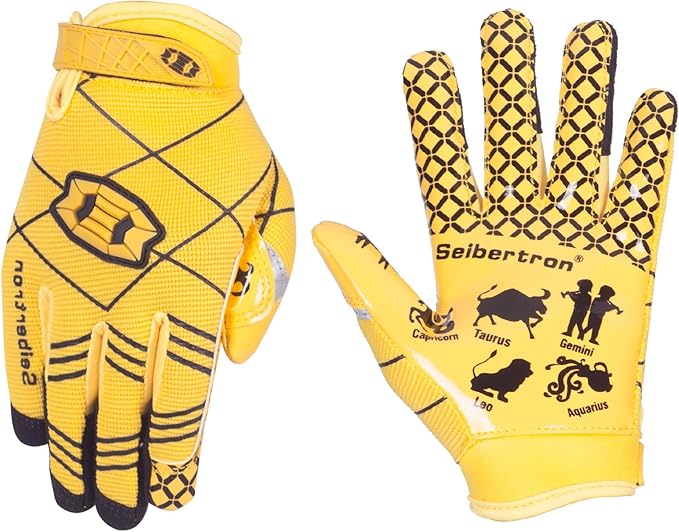 Seibertron Pro 3.0 Twelve Constellations Elite Ultra-Stick Football Receiver Gloves | Super Sticky Grip for Youth Kids Boys 8-12 Girls & Adult Men & Women, Perfect Sports Gift