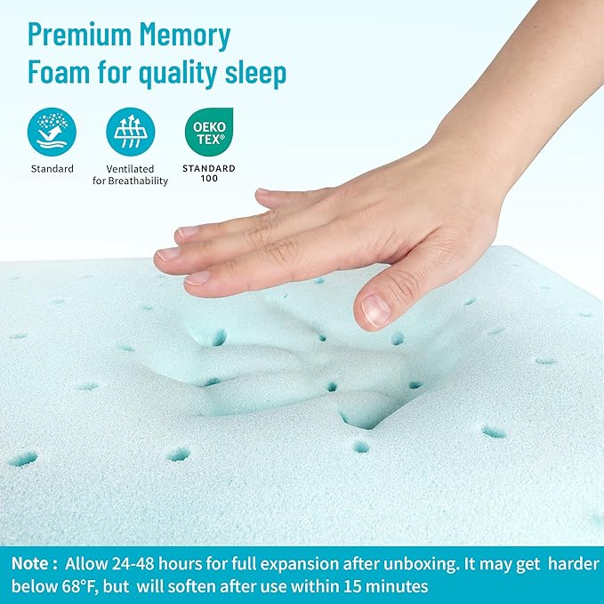 CushyOasis Memory Foam Pillows for Side, Back and Stomach Sleepers, Set of 2, Bed Pillow with Washable Cover and Breathable Mesh, Bed Pillow for Sleeping (Dark Grey，Standard Size)