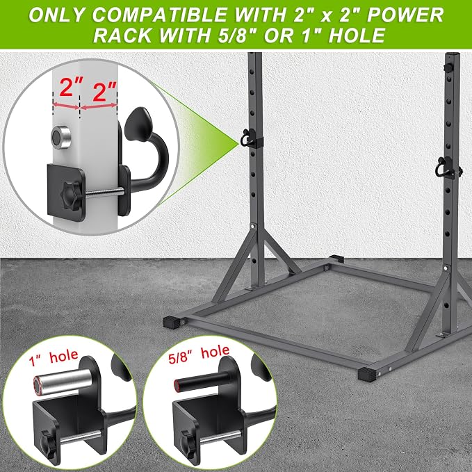 Nordic Hamstring Curl Attachment, Dip Bar, Belt Squat & Safety Spotter Arms for 2"x2" & 3"x3" Power Racks, Home Gym Strength Training Accessories