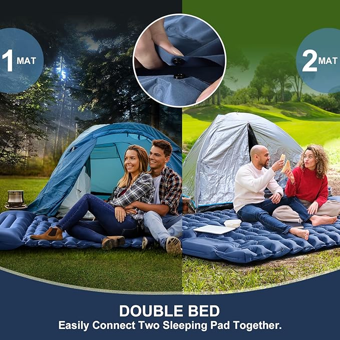 Sleeping Pad Camping, Ultra Lightweight & Compact Mattress for Outdoor & Indoor, Portable Sleeping Mat with Built-in Foot Pump & Pillow for Backpacking, Hiking, Traveling,Tent,Garden,Picnic