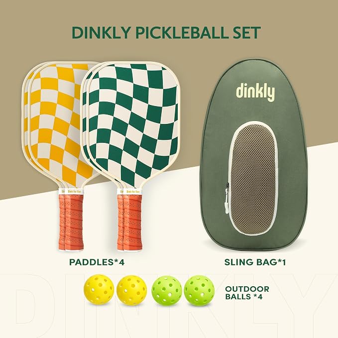 Pickleball Paddles Set of 2/4- USAPA Approved Graphite/Fiberglass Pickleball Racket, 2 Pickleball Rackets, 4 Balls and 1 Portable Carry Bag, Aesthetic Pickle Ball Set for Men Women Beginners