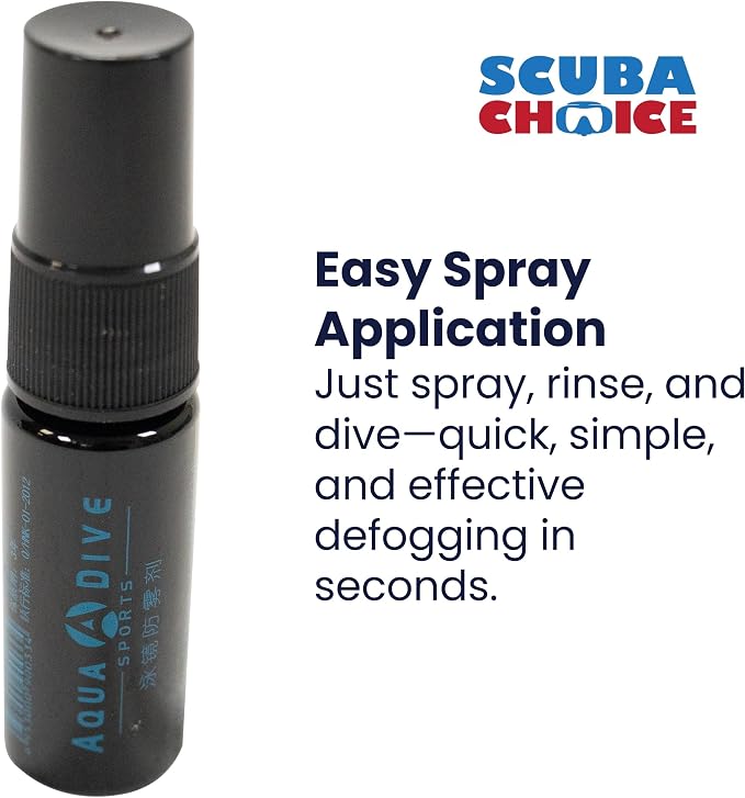 Scuba Choice Aqua Dive Anti Fog 15ml Spray for Swim Goggles - Crystal Clear Vision Instant Visibility Snorkel Mask Anti Fog Spray for Scuba Mask, Dive Goggles and Ski Masks