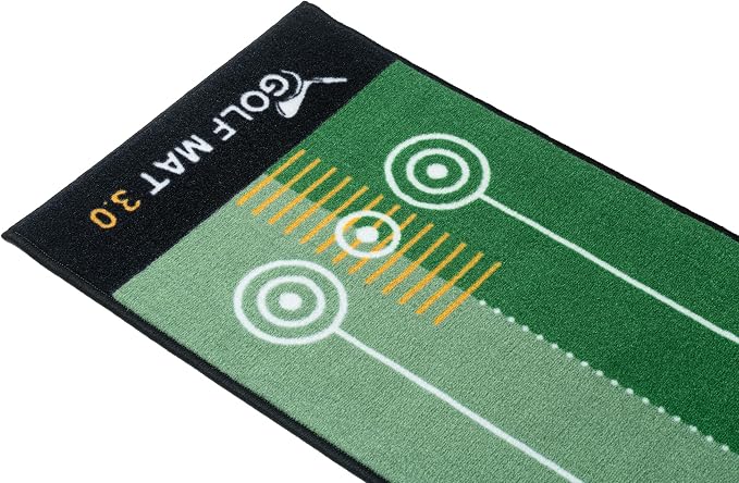 GLANC Golf Putting Practice Mat Set with Alignment Mirror & Cup, 20 in X 10 ft Training Aid Mat, Anti-Slip Backing Golf Putting Green for Indoor and Outdoor Use