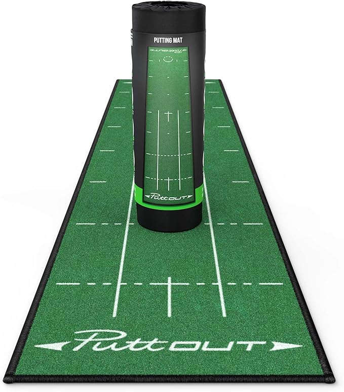 PuttOUT Medium Putting Mat - Perfect Your Golf Putting (7.9ft x 1.6ft)(Green)