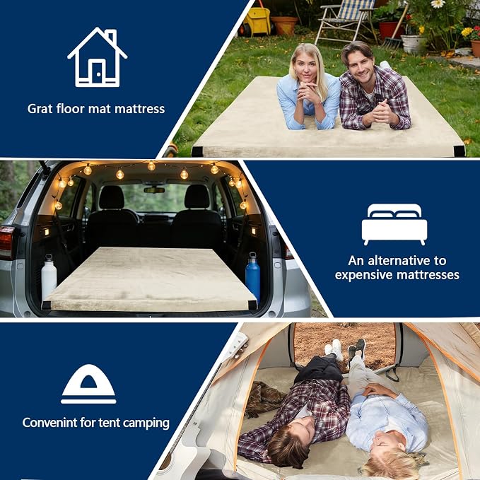 CYMULA Memory Foam Camping Mattress Pad, CertiPUR-US Sleeping Mat, Portable Roll Up Mattress for Adults, Camping Bed Pads for Sleepover, Car Bed with Travel Bag