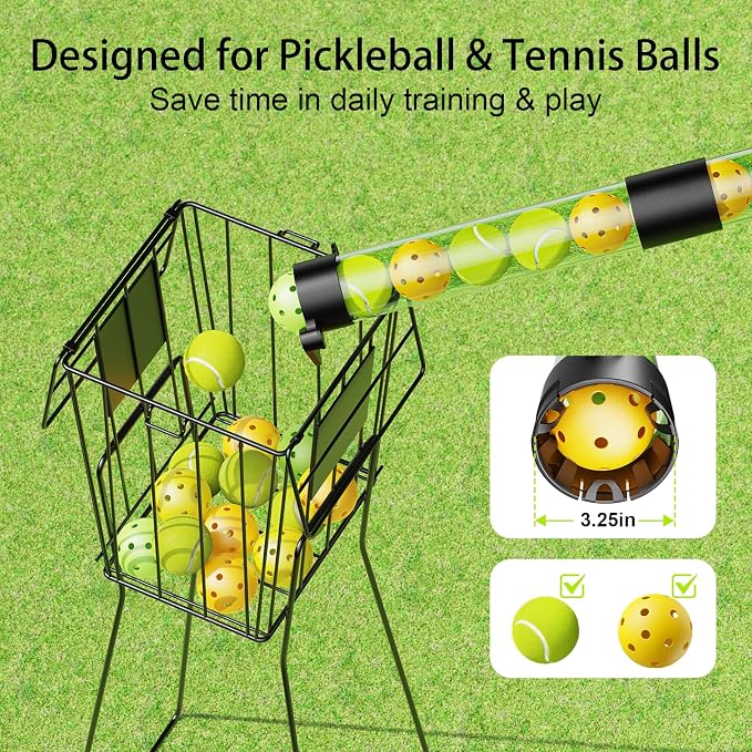 17 Balls Pickleball Ball Retriever & Ball Holder Storage with Strap, Back Saver for Pickleball Accessories, Quick for Pickleball Tube Ball Pickup
