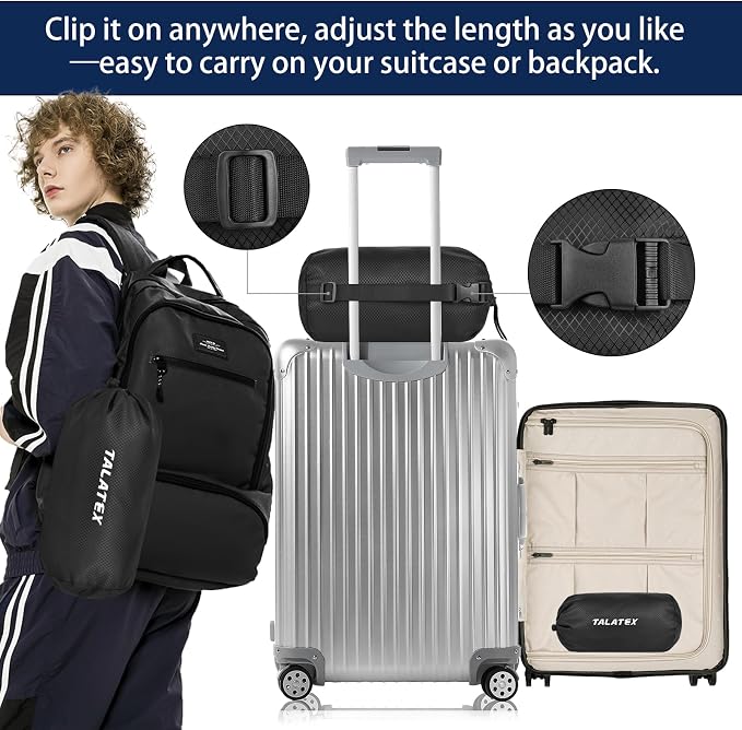 Talatex 100% Natural Premium Talalay Latex Travel Pillow, Camping Pillow, Small Camping Pillow with Compressible Stuff Sack, No Memory Foam Chemicals with Washable Cover (Medium Latex, 1)