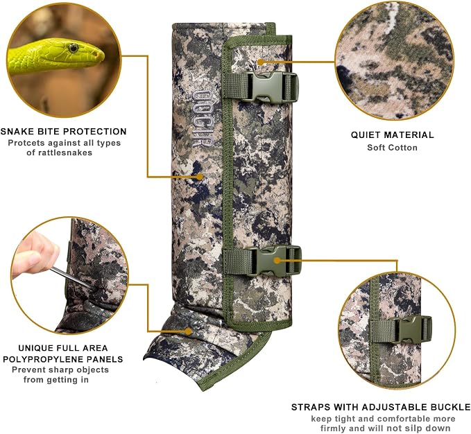 Skiguard Snake Guard Gaiters - Waterproof Chaps for Lower Legs, Bite Proof Guardz, Adjustable Size