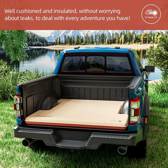 Truck Bed Mattress for 6-6.5Ft, Self-Inflating Mat Full-Size Short Trucks Bed for Outdoor Camping, Pickup Tent Accessories 12V Air Pump, Carry Bag, for Silverado, RAM, F Series, Sierra, Titan