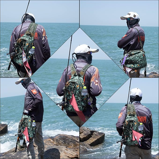 KINGDOM Fishing Tackle Storage Bag With Fishing lure Box, Water-Resistant Fishing Backpack with Rod Holder, Fishing Gear Bag