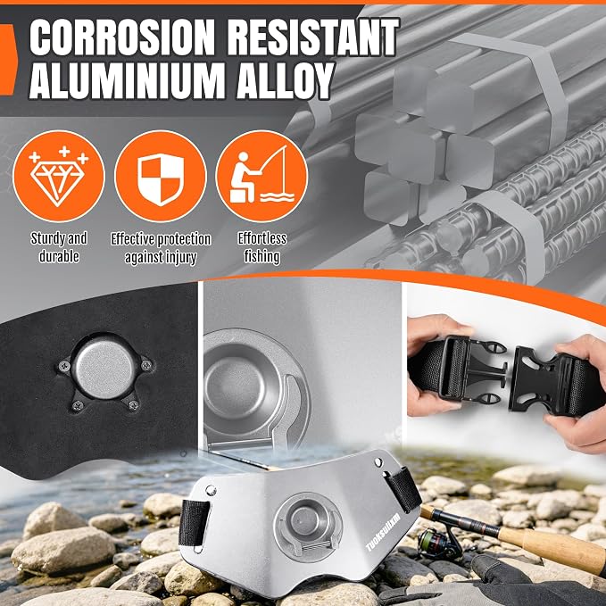 Fishing Belt Adjustable Belt Aluminum Protective plate Padded Waist Support for Fighting