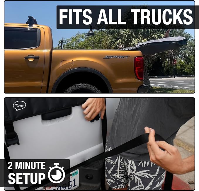 Surfboard Truck Rack - Durable Pad Fits All Tailgates - ‘No Scratch’ Silicone Buckle Covers Prevent Damage - Easy to Use