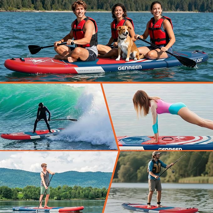 Paddle Board Stand up Paddle Board (Extra Large 11'*33/34") Newly Improved 2 Side Layers 450LBS Quality Inspection×5 (All-Season for JP customers) paddleboards Fishing Family Pet Friendly
