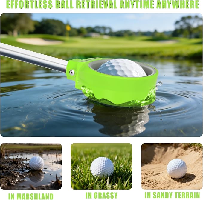 Golf Ball Retriever 9Ft/12Ft/14.5Ft/16.3Ft/20Ft Golf Ball Retriever Telescopic，Professional Stainless Steel Ball Retriever Tool Golf